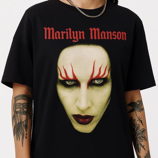 Marilyn Manson Face Shirt Shock Rock Gothic Metal Band Tee