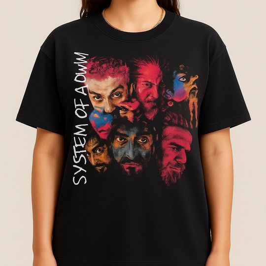 SYSTEM OF DOWN T Shirt Band Members Faces Graphic Tee