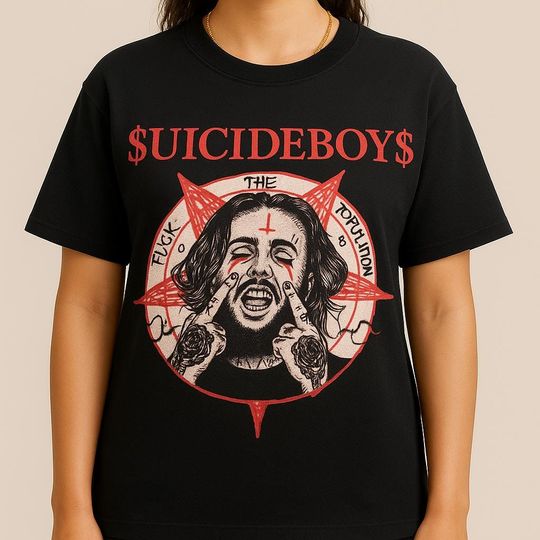 Discover Suicideboy Pentagram Graphic T-Shirt | Gothic Rap Hip-Hop Streetwear