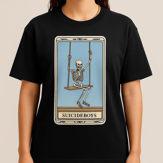 Discover Suicideboys Skeleton Swing T-Shirt Tarot Card Graphic Tee
