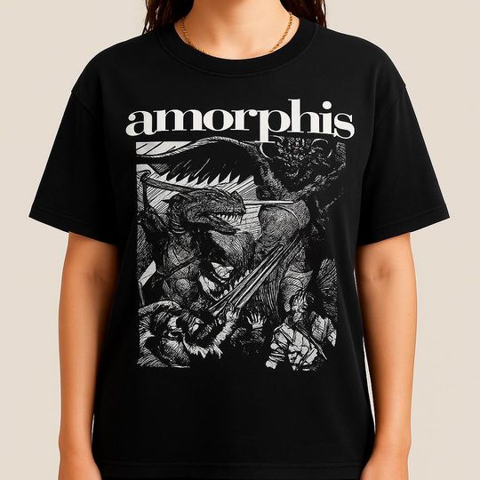 Discover Amorphis Black White Battle Art Shirt Metal Band Tee