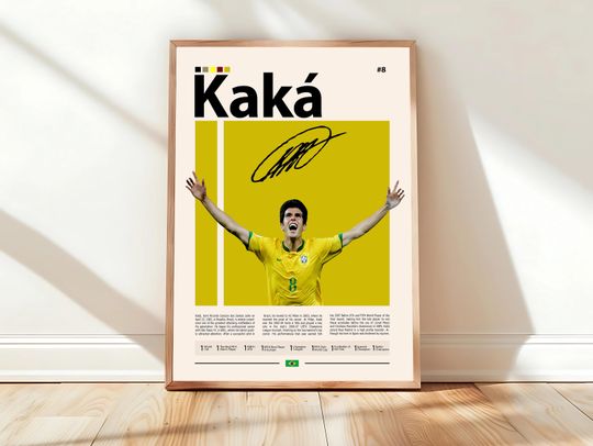 Kaká Poster, Brazil Football Print, AC Milan Poster, Sports Poster, Football Poster, Soccer Wall Art, Sports Bedroom Posters