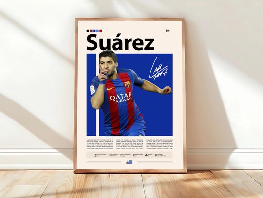 Discover Luis Surez Poster, Uruguay Poster, FC Barcelona Wall Art, Football Legend Print, Soccer Wall Decor