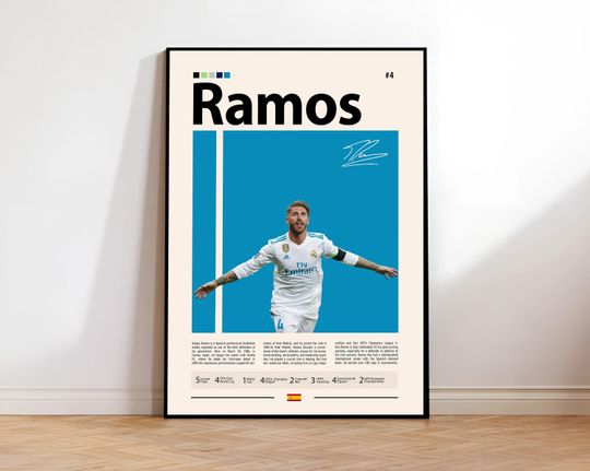 Discover CustomSergio Ramos Poster, Real Madrid Poster, Soccer Gifts, Sports Poster, Football Player Poster, Soccer Wall Art, Sports Bedroom Posters