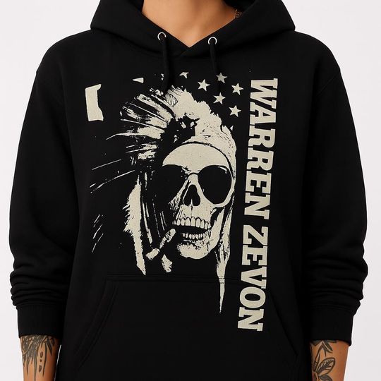 Warren Zevon Skull Hoodie, Vintage Rock Band Merch Sweatshirt