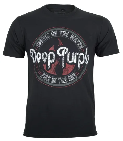 Deep Purple T Shirt Smoke On The Water Circle Classic Rock Black