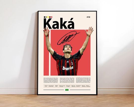 Discover Kak Poster, Brazil Football Print, AC Milan Poster, Sports Poster, Football Poster, Soccer Wall Art, Sports Bedroom Posters