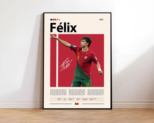 Discover Joo Flix Poster, Portugal Football Print, Barcelona Poster, Sports Poster, Football Poster, Soccer Wall Art, Sports Bedroom Posters