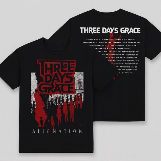 Three Days Grace Alienation Tour Shirt Rock Band Merch TDG Concert Tee