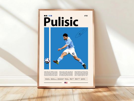 Discover Christian Pulisic Poster, USMNT Poster, Soccer Gifts, Sports Poster, Football Player Poster, Soccer Wall Art, Sports Bedroom Posters