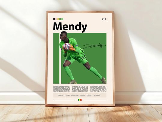 Discover douard Mendy Senegal Football Poster, Chelsea Goalkeeper Wall Art, AFCON Winner Print, Soccer Memorabilia, Sports Decor