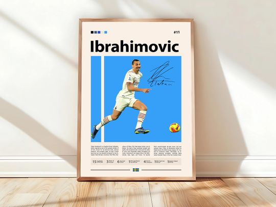 Discover Zlatan Ibrahimovic Poster, Swedish Footballer, Soccer Gifts, Sports Poster, Football Player Poster, Soccer Wall Art, Sports Bedroom Posters