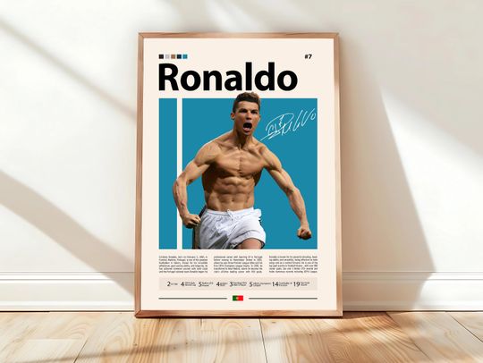 Cristiano Ronaldo Poster, Portugal Football Print, Soccer Gifts, Sports Poster, Football Poster, Soccer Wall Art, Sports Bedroom Posters
