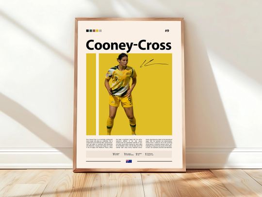 Discover Kyra Cooney-Cross Poster, Australia Football Poster, Women's Soccer Print, Mid-Century Modern Poster, Sports Bedroom Wall Art, Football Gift