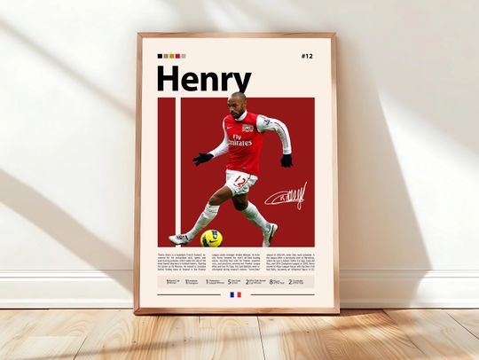Discover Thierry Henry Arsenal & France Football Legend Poster, Premier League Icon Wall Art, Gunners Striker Memorabilia Print