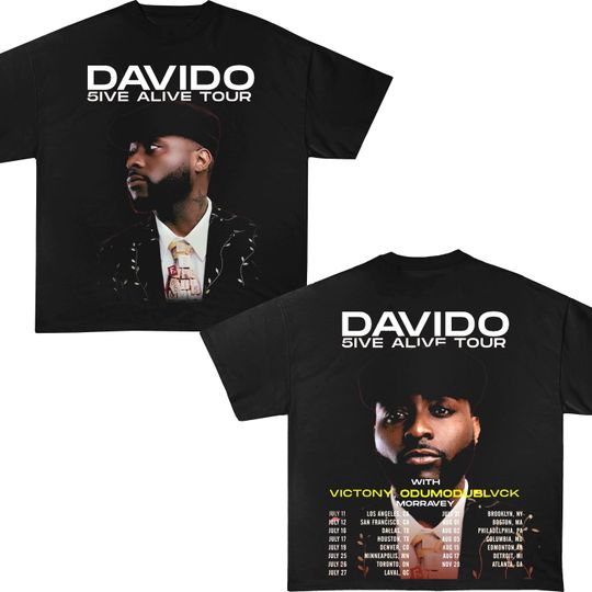 Discover Davido 2025 Shirt, Davido 5Ive Alive Tour Fan Merch, Graphic Tee, Timeless