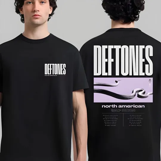 Discover Deftone North American Tour 2025 Merch Date Back Two Sided T-Shirt