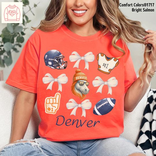 Discover Denver Football Bow T-Shirt, Gift for Football Fan