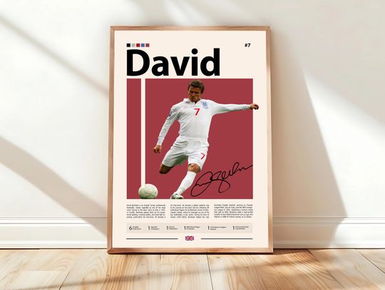 Discover David Beckham Poster, England Football Print, Manchester United Poster, Sports Poster, Football Poster, Soccer Art, Sports Bedroom Poster