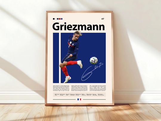 Antoine Griezmann Atltico Madrid & France Football Star Poster, World Cup Winner Wall Art, Soccer Memorabilia, La Liga Icon Print