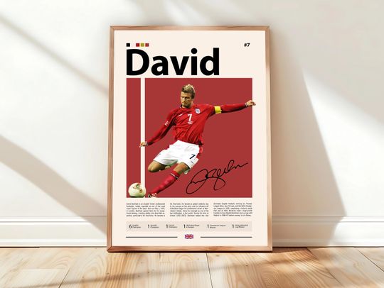 Discover David Beckham Poster, England Football Print, Manchester United Poster, Sports Poster, Football Poster, Soccer Art, Sports Bedroom Posters