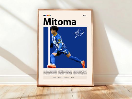 Kaoru Mitoma Japan Football Star Poster, Brighton & Hove Albion Winger, Samurai Blue Icon, Premier League Print, Soccer Wall Art