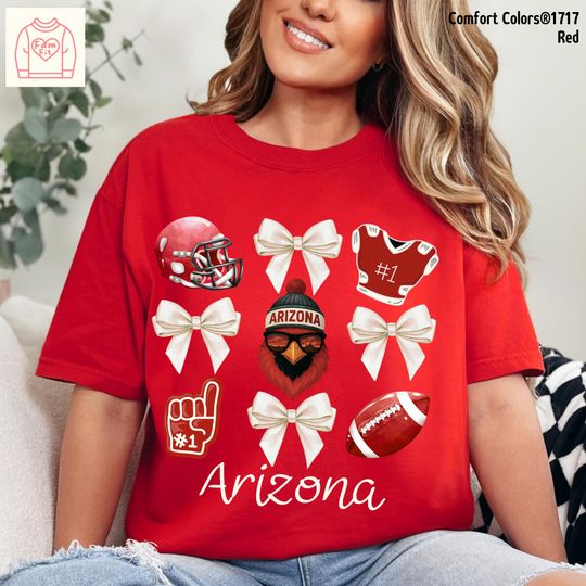 Discover Arizonna Football Bow Cardinal T-Shirt, Gift for Football Fan