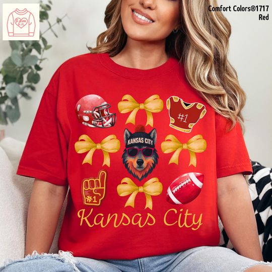 Kansas City Football Bow Chiefs T-Shirt, Gift for Football Fan