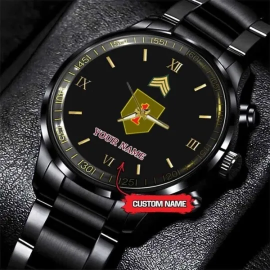 Discover Army Watch, Army 1St Infantry Division Custom Black Fashion Watch Proudly Served