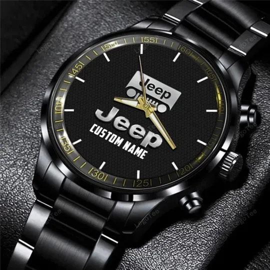 Discover Personalized Jeep Car Racing Black Stainless Steel Watch For Men Box Included