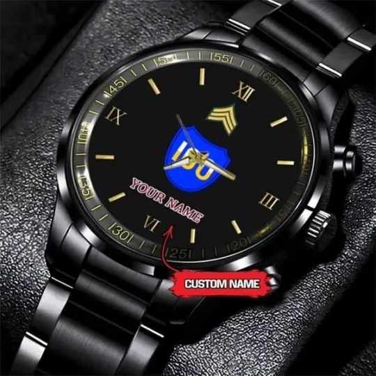 Discover Army Watch, Army 100Th Infantry Division Custom Black Fashion Watch Proudly Serv