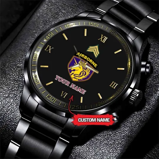 Discover Army Watch, Army 13Th Airborne Division Custom Black Fashion Watch