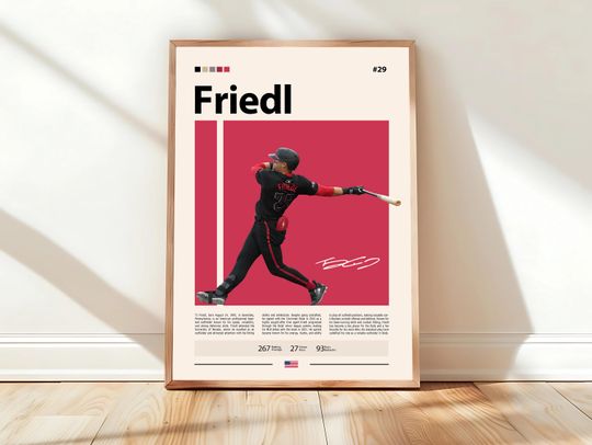 Discover TJ Friedl Poster, Cincinnati Reds Print, MLB Wall Art, Baseball Player Decor, Reds Fan Gift, Sports Bedroom, Man Cave Print