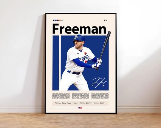 Discover Freddie Freeman Poster, Los Angeles Dodgers Print, MLB Wall Art, Baseball Player Decor, Dodgers Fan Gift, Sports Bedroom, Man Cave Print
