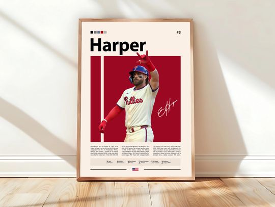 Discover Bryce Harper Poster, Philadelphia Phillies Print, MLB Wall Art, Baseball Player Decor, Phillies Fan Gift, Sports Bedroom, Man Cave Print
