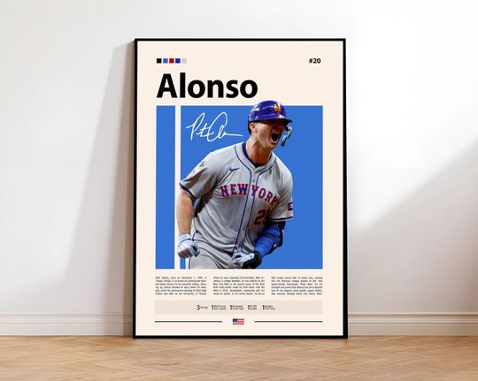 Discover Pete Alonso Poster USA, New York Mets Print, MLB Poster, Sports Poster, MLB Fans, Baseball Gift, Sports Bedroom Posters