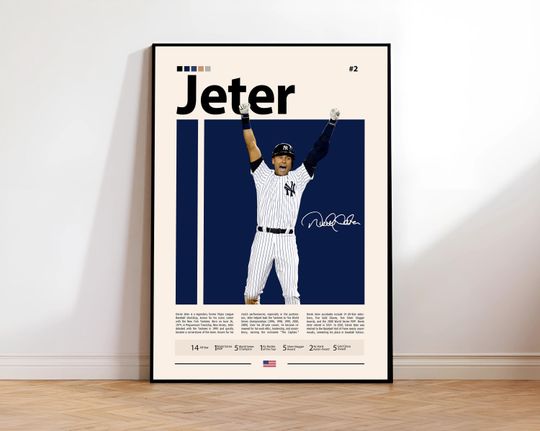 Discover Derek Jeter Poster, New York Yankees Wall Art, MLB Print, Baseball Decor, Yankees Fan Gift, Sports Bedroom, Man Cave Artwork