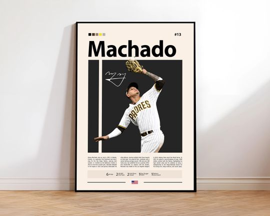 Discover Manny Machado Poster, San Diego Padres, Baseball Prints, Sports Poster, Baseball Player Gift, Baseball Wall Art, Sports Bedroom Posters