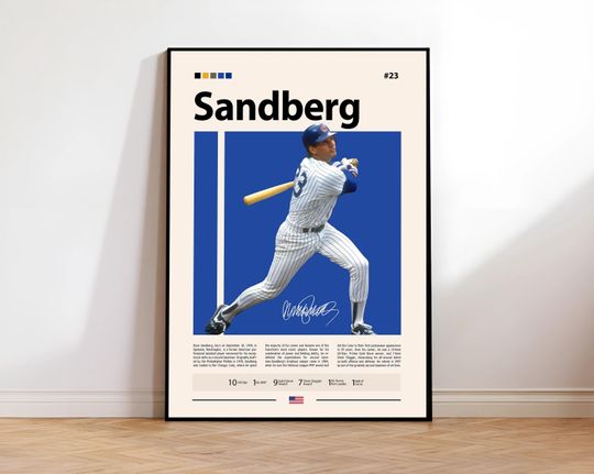 Discover Ryne Sandberg Poster, Chicago Cubs Wall Art, MLB Print, Baseball Decor, Cubs Fan Gift, Sports Bedroom, Man Cave Artwork