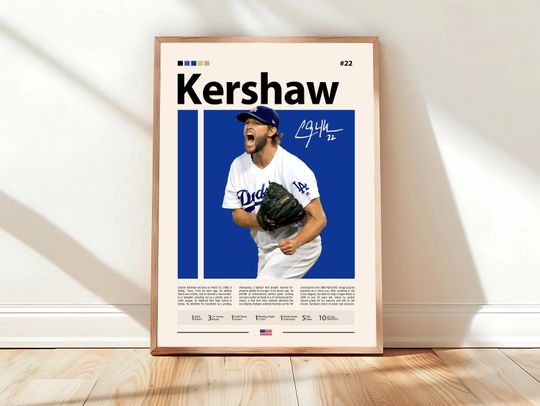 Discover Clayton Kershaw Poster, USA Baseball Print, LA Dodgers Poster, Sports Poster, Baseball Poster, MLB Wall Art, Sports Bedroom Posters