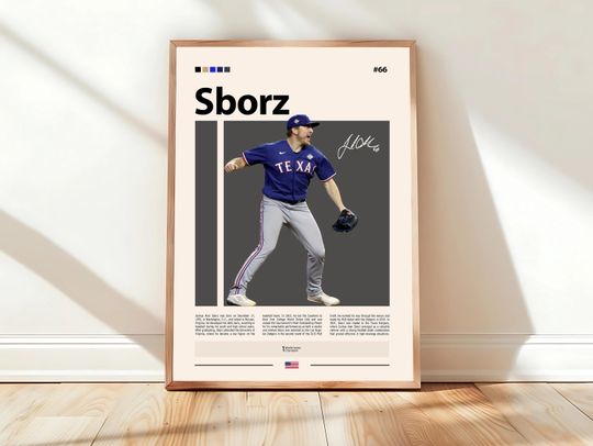 Josh Sborz Poster, Texas Rangers Poster, Baseball Prints, Sports Poster, Baseball Player Gift, Baseball Wall Art, Sports Bedroom Posters