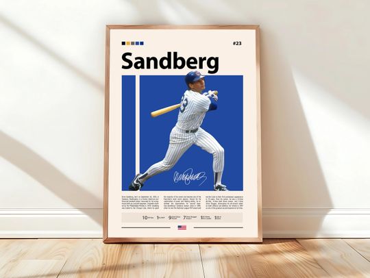 Ryne Sandberg Poster, Chicago Cubs Poster, Baseball Prints, Sports Poster, Baseball Player Gift, Baseball Wall Art, Sports Bedroom Posters