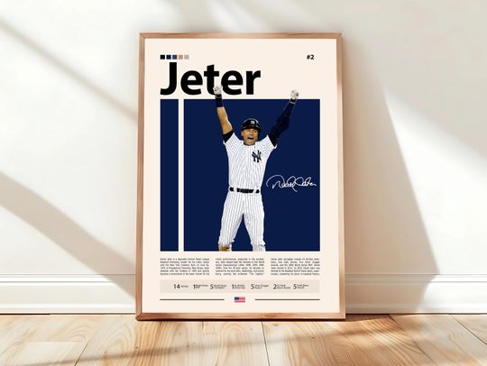 Discover Derek Jeter Poster, New York Yankees Wall Art, MLB Print, Baseball Decor, Yankees Fan Gift, Sports Bedroom, Man Cave Artwork
