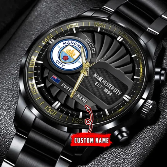 Discover Manchester City EPL Personalized Black Stainless Steel Watch Gift For Fans