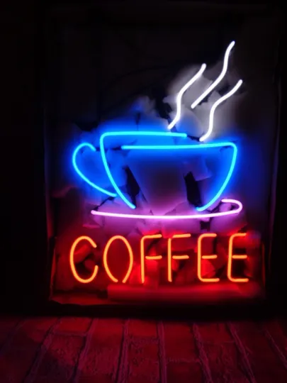 Discover Hot Coffee Cafe Open Shop 17"x14" Neon Light Sign Lamp Display Glass Wall Decor