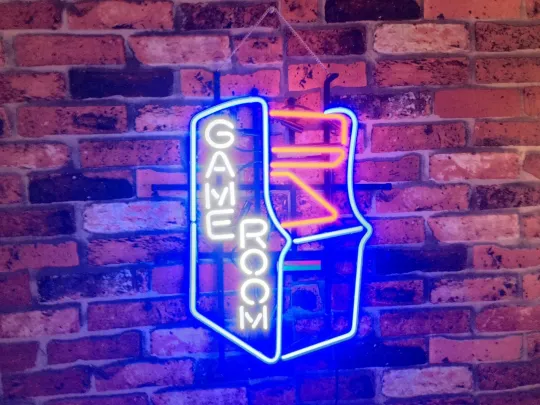 Game Room Arcade Neon Light Sign Wall Decor, Glass Lamp Bar Decor