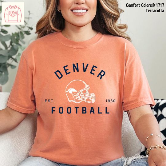 Discover Denver Football Jersey Shirt - Bronco Vintage Comfort Color Tees, Mommi & Me Sweatshirt, 14-02