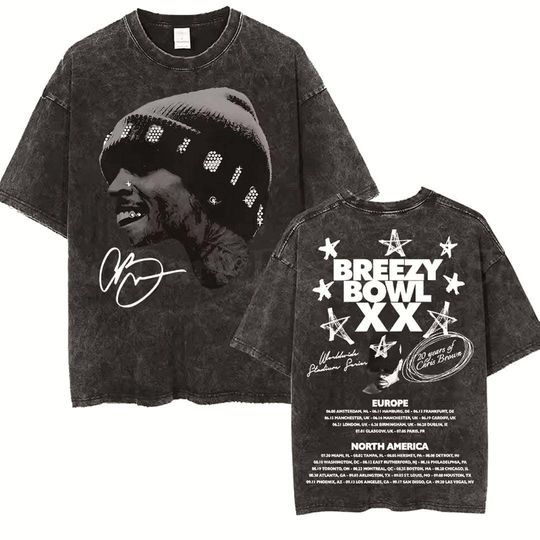Discover Breezy Bowl XX 2025 Tour Tee Chris Brown Limited Album Shirt Vintage Style