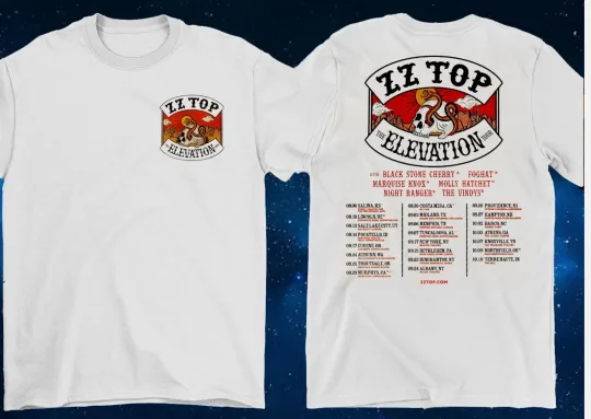 Discover 2 Sides ZZ Top 2025 Tour The Elevation Shirt White Unisex S-5XL EM0903
