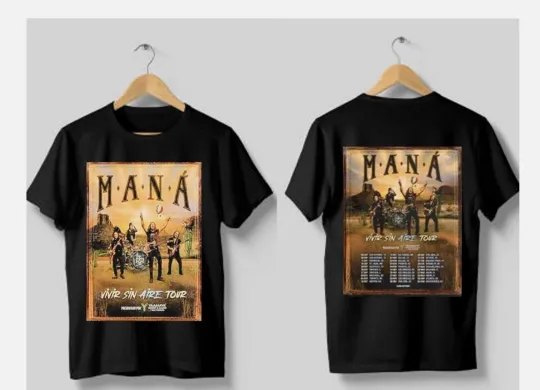 Discover Maná Band Vivir Sin Aire Tour 2025 T-Shirt